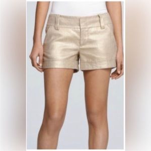 Alice + Olivia Gold Metallic Cute Cuffed Shorts from Saks MSRP $299.00